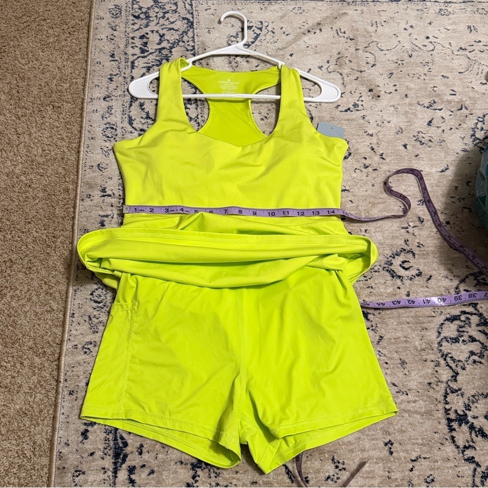 Antonio Melani Active Tennis Courtside Mini Dress hidden side pocket lime Large - Picture 3 of 10